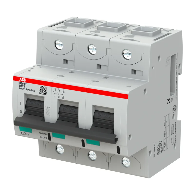 Автоматический выключатель ABB S803P D125 3-полюсный, 125A, 25kA (хар-ка D) 2CCG001246R0001 3