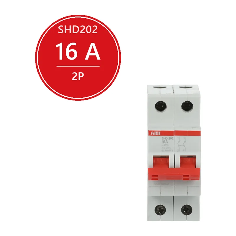 ABB SHD202 Рубильник 2P 16A рычаг красный
