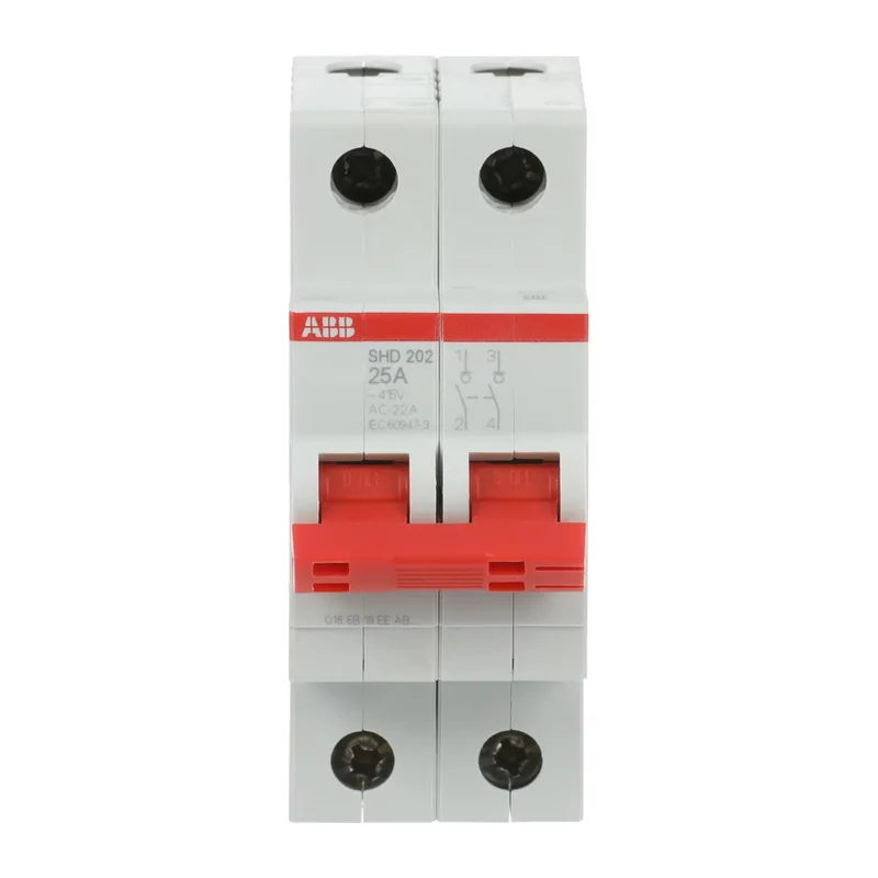 ABB SHD202 Рубильник 2P 25A рычаг красный 2