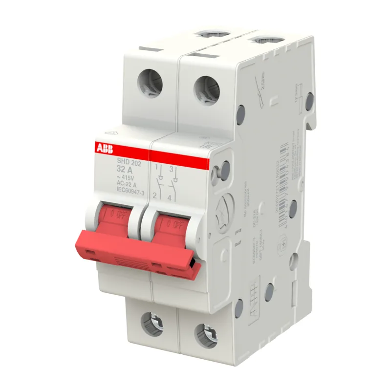 ABB SHD202 Рубильник 2P 32A рычаг красный 3