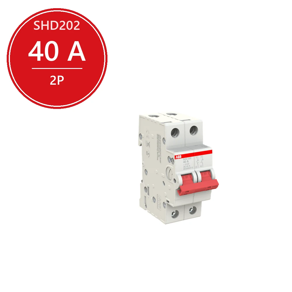 ABB SHD202 Рубильник 2P 40A рычаг красный