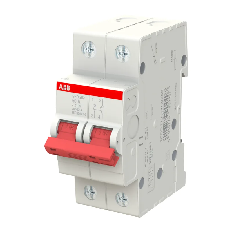 ABB SHD202 Рубильник 2P 50A рычаг красный 2