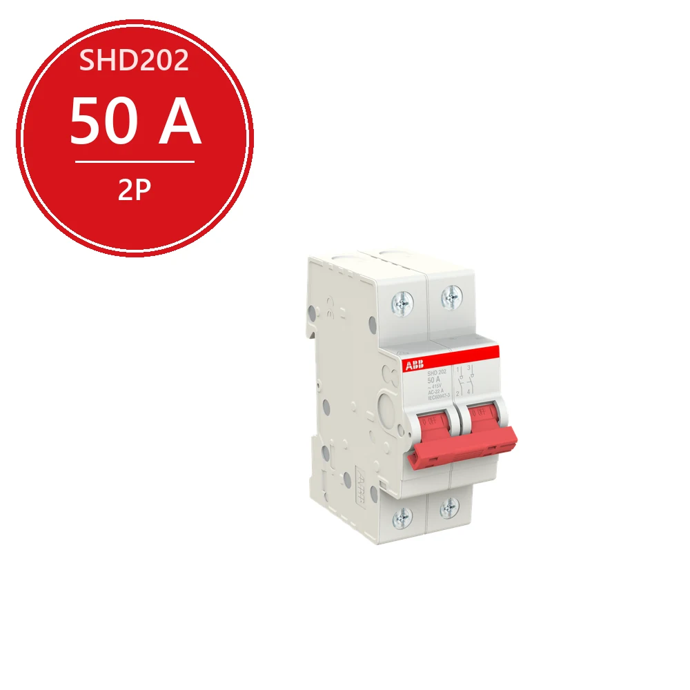 ABB SHD202 Рубильник 2P 50A рычаг красный