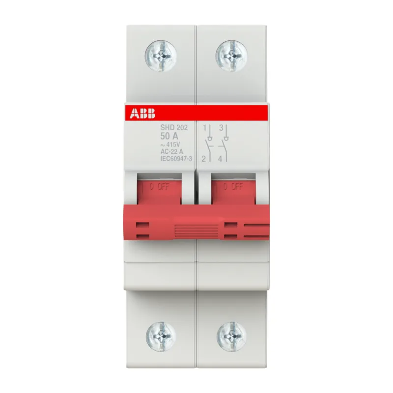 ABB SHD202 Рубильник 2P 50A рычаг красный