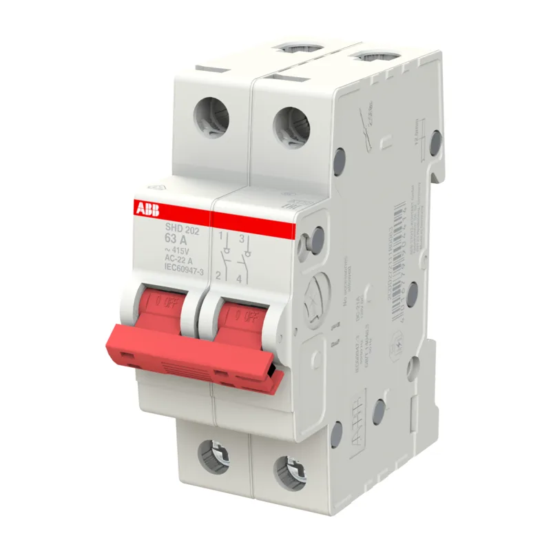 ABB SHD202 Рубильник 2P 63A рычаг красный 3