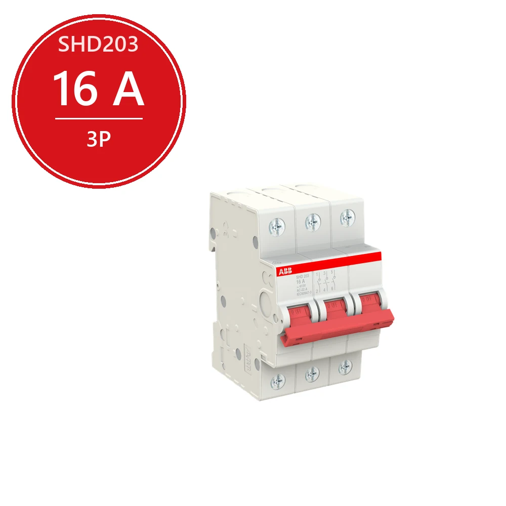 ABB SHD203 Рубильник 3P 16A рычаг красный