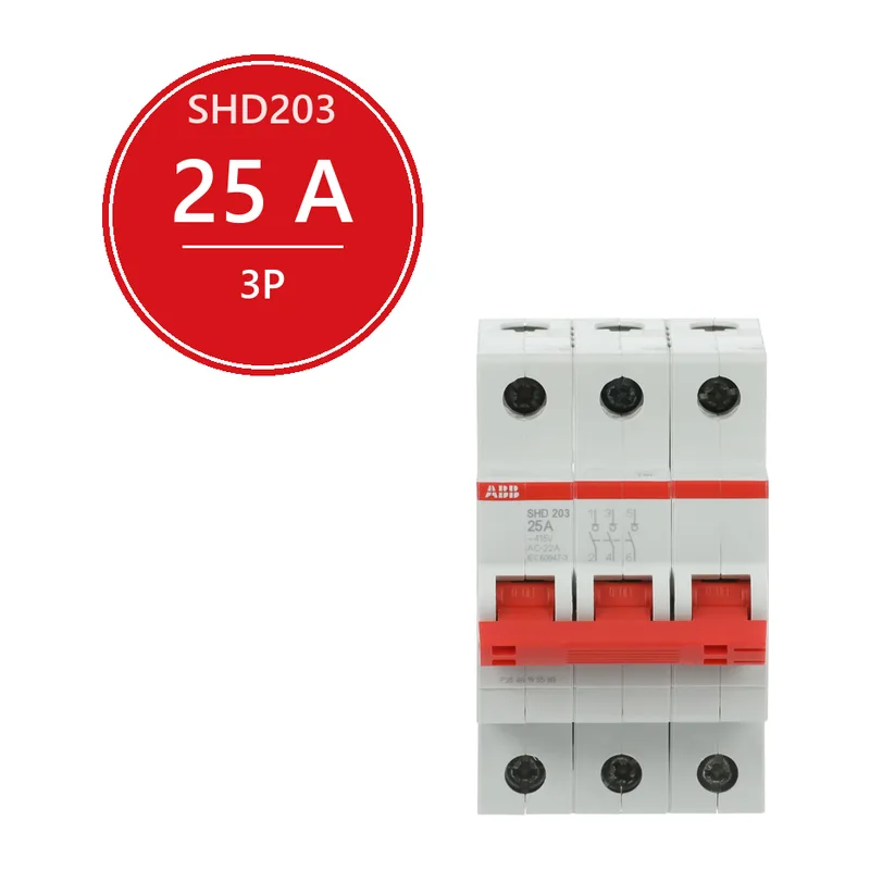 ABB SHD203 Рубильник 3P 25A рычаг красный