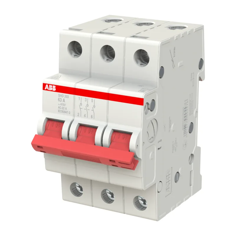 ABB SHD203 Рубильник 3P 63A рычаг красный 3