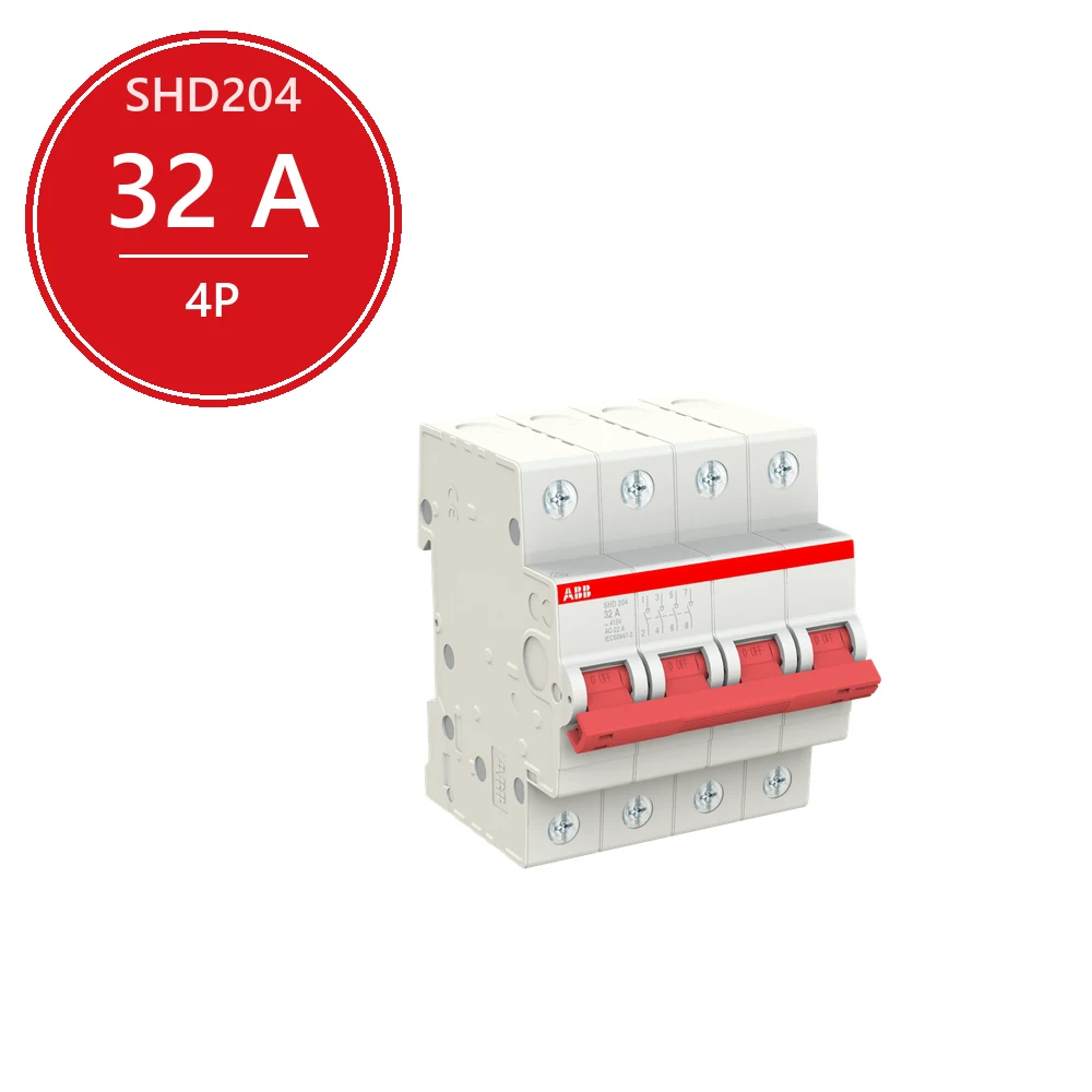 ABB SHD204 Рубильник 4P 32A рычаг красный