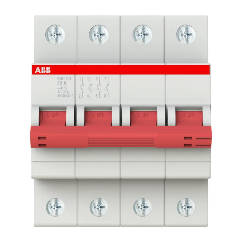 ABB SHD204 Рубильник 4P 32A рычаг красный