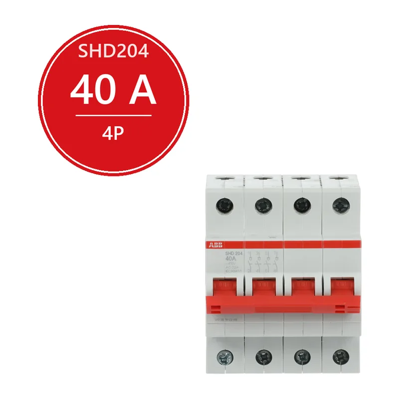 ABB SHD204 Рубильник 4P 40A рычаг красный
