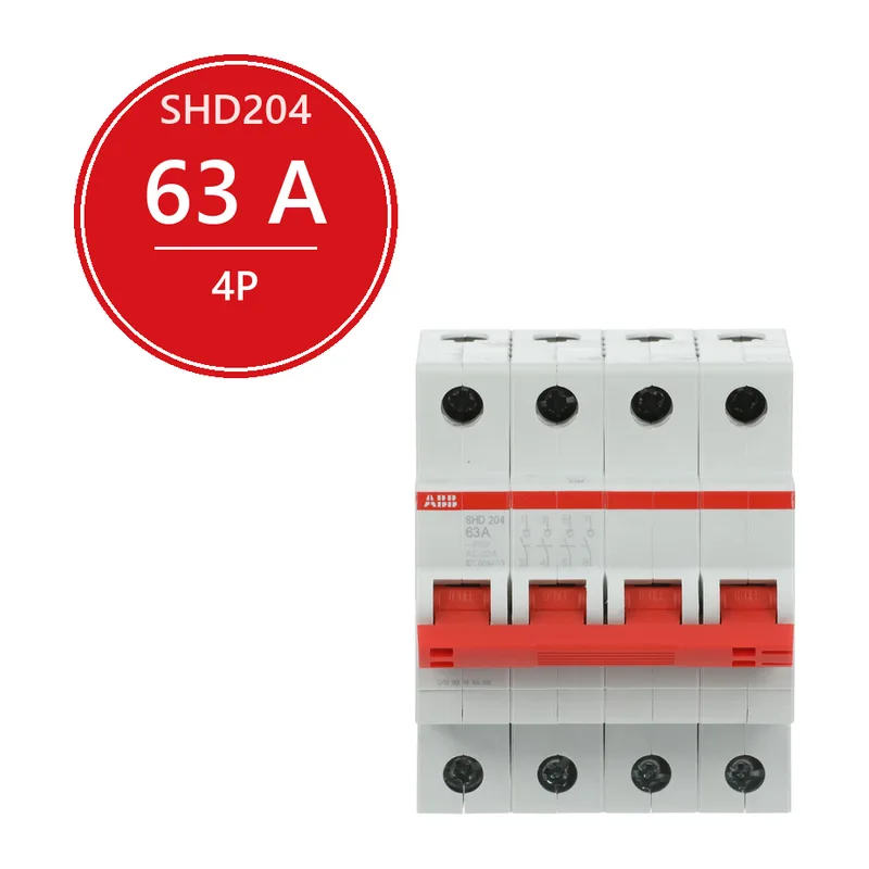 ABB SHD204 Рубильник 4P 63A рычаг красный