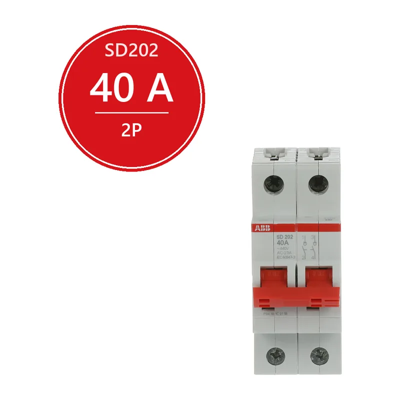 ABB SD202 Рубильник 2P 40A рычаг красный