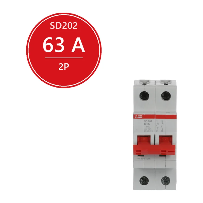ABB SD202 Рубильник 2P 63A рычаг красный (2CDD282101R0063)
