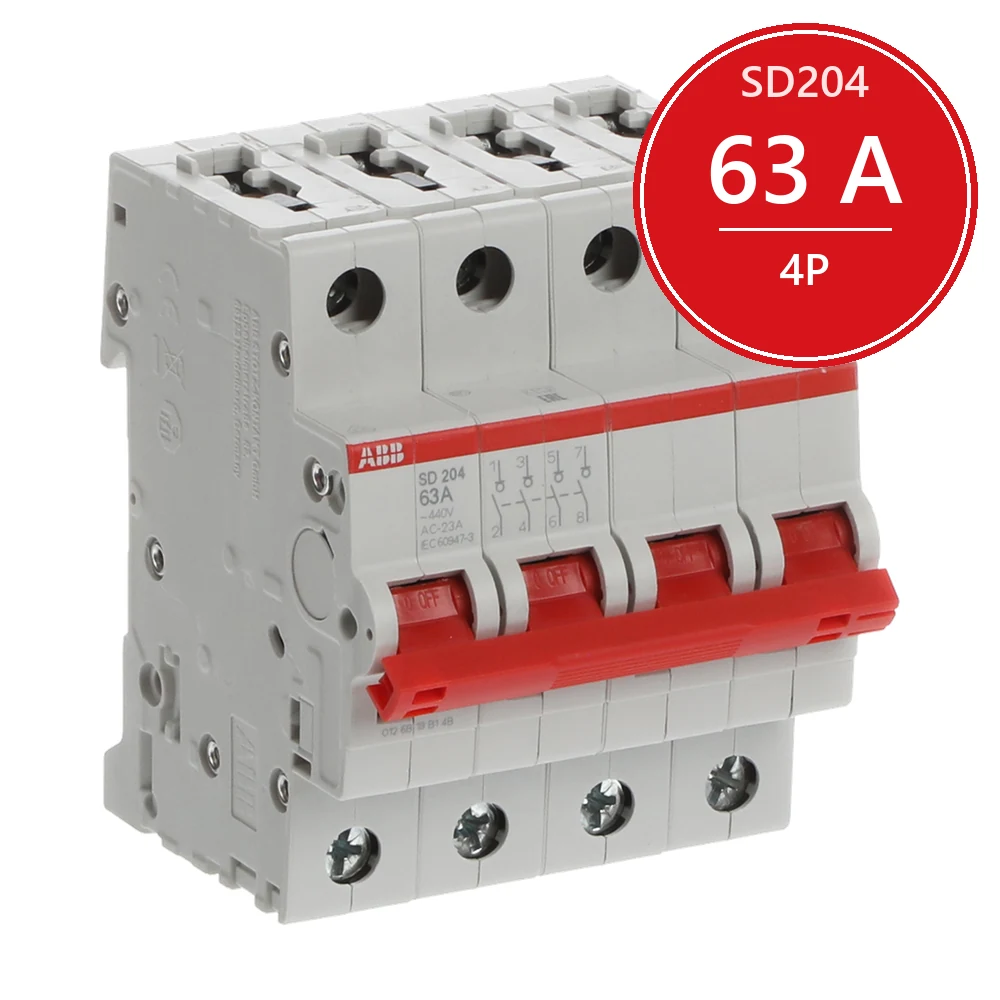 ABB SD204 Рубильник 4P 63A рычаг красный