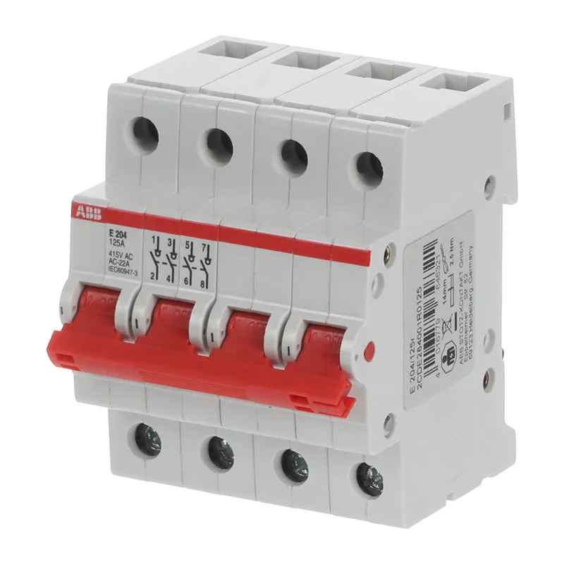 ABB E204 рубильник 4p 125А рычаг красный 3