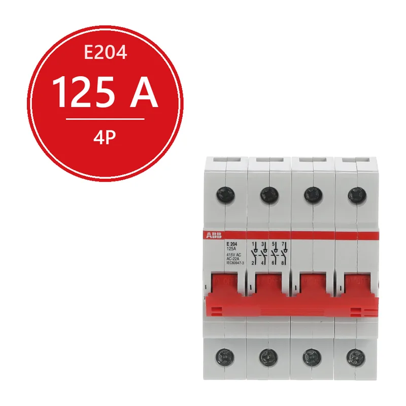 ABB E204 рубильник 4p 125А рычаг красный