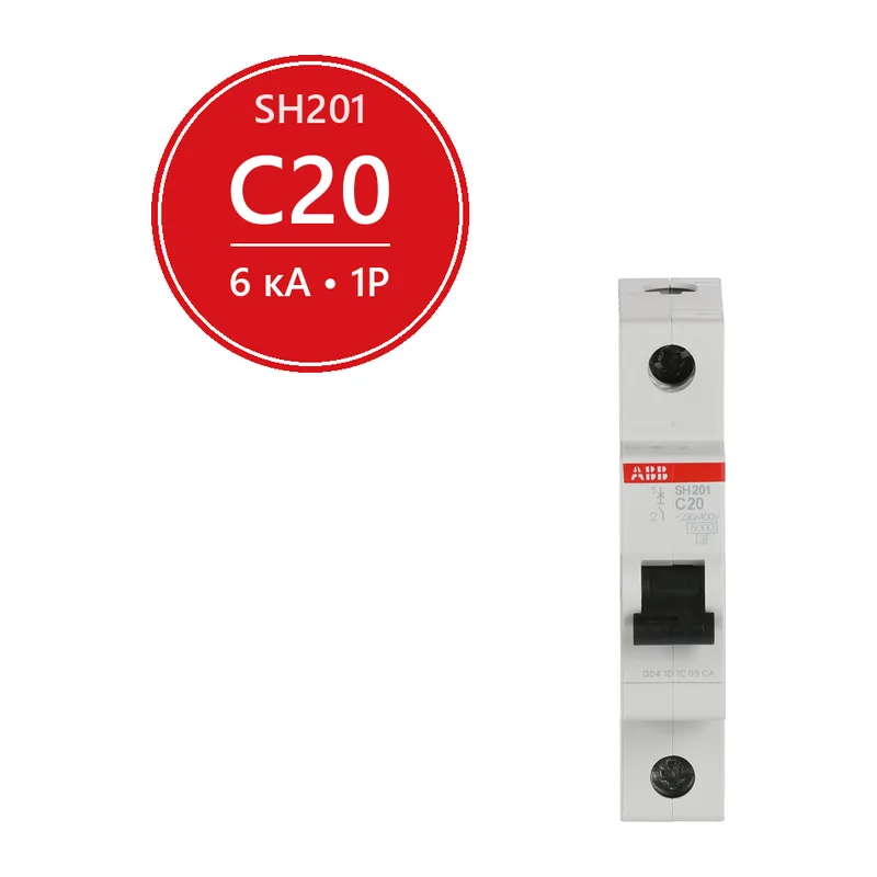 Автомат ABB SH201 C20 20A (C) 6kA 2CDS211001R0204