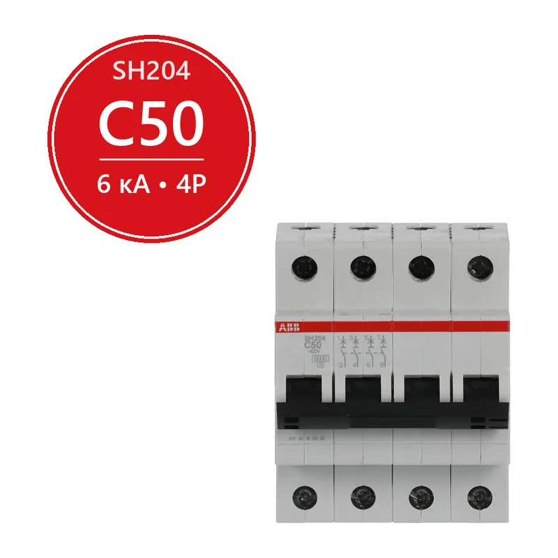 Автоматический выключатель ABB SH204 C50 50A (C) 6 kA 2CDS214001R0504