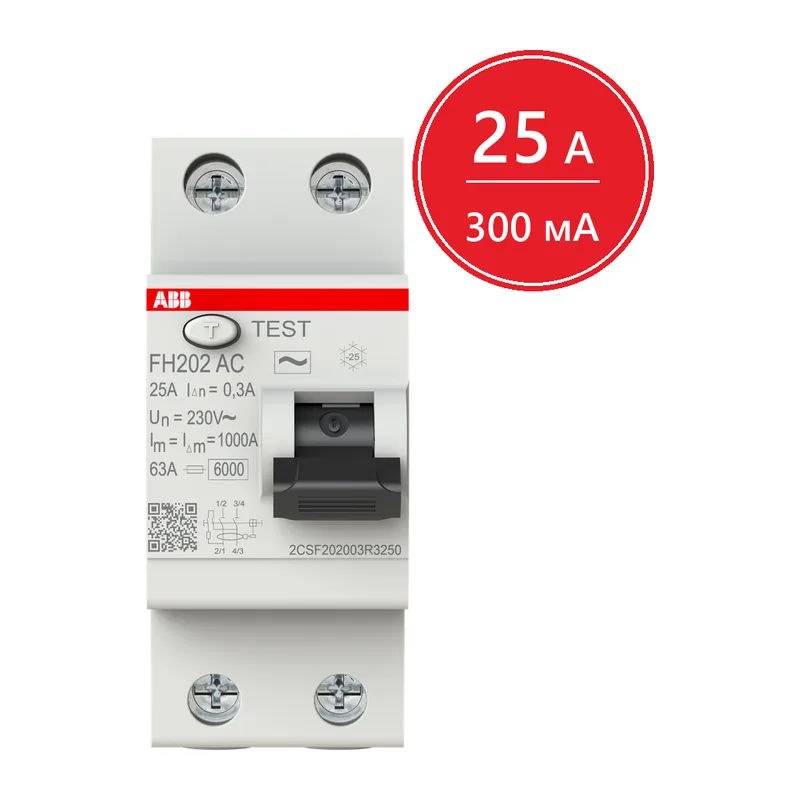 УЗО ABB FH202 AC-25/0.3 25А 300mA (AC) 2CSF202003R3250