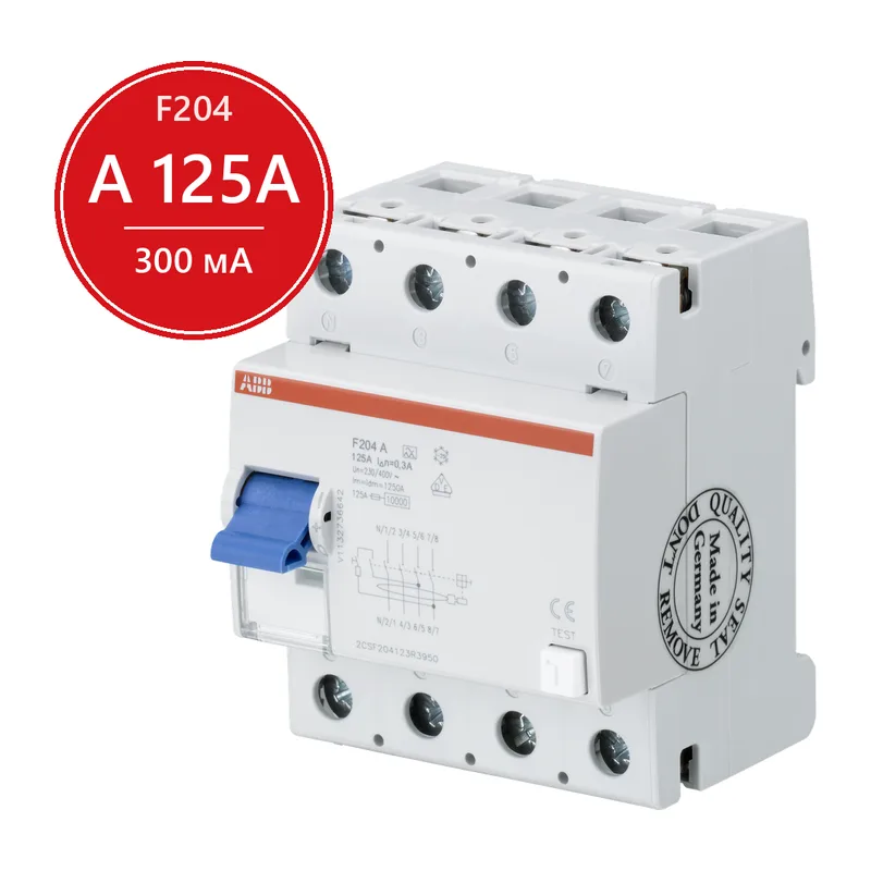 УЗО ABB F204 A-125/0,3-L 125A 300mA (A) 2CSF204123R3950