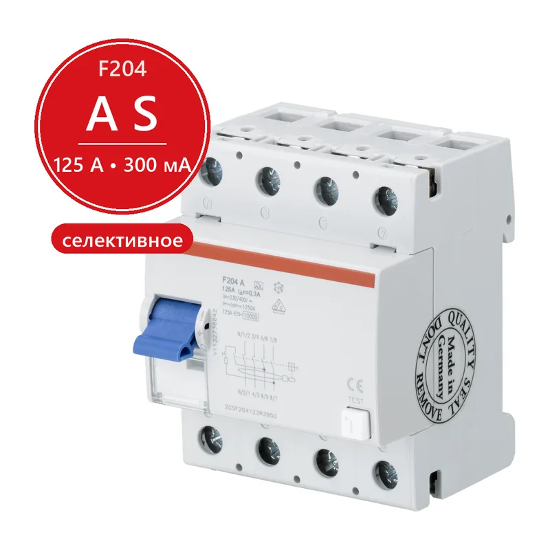 УЗО ABB F204 A S-125/0.3 125А 300mA (A) селективный 2CSF204223R3950