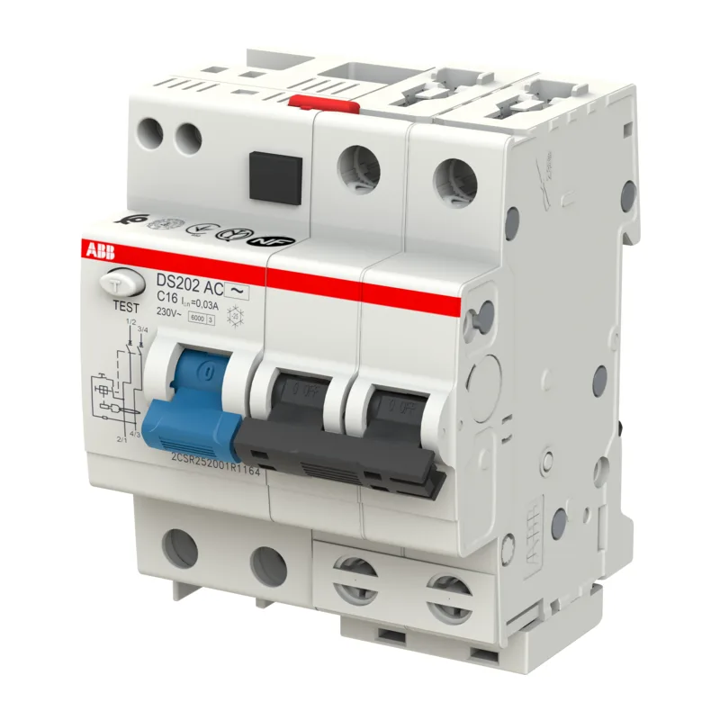 ABB | Выключатель авт. диф. тока 2п 4мод. C 16А 30мА тип AC 6кА DS202 2