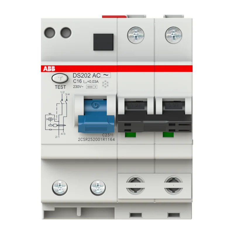 ABB | Выключатель авт. диф. тока 2п 4мод. C 16А 30мА тип AC 6кА DS202