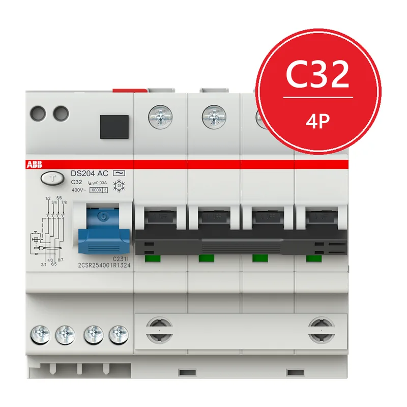 ABB DS204 C32 Диффавтомат 4P 32А 30mA 6kA (C) тип AC