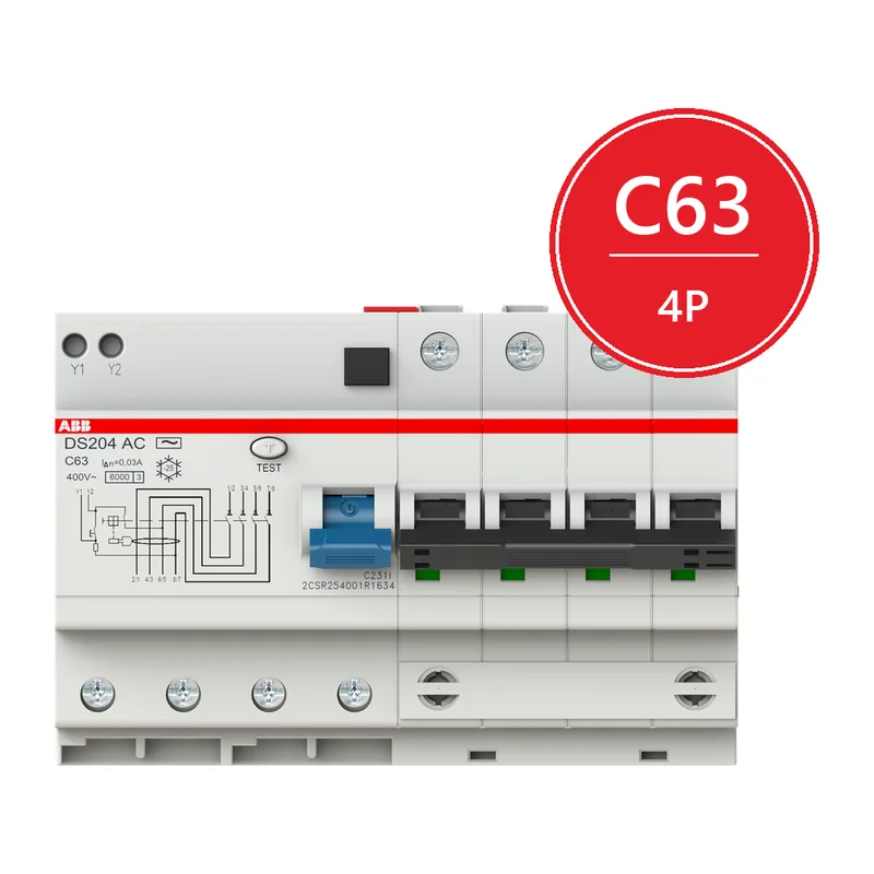 ABB DS204 C63 Диффавтомат 4P 63А 30mA 6kA (C) тип AC