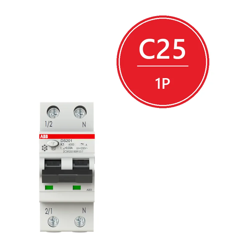 Дифавтомат ABB DS201 C25 A30 (2П C 25A 30mA тип A)