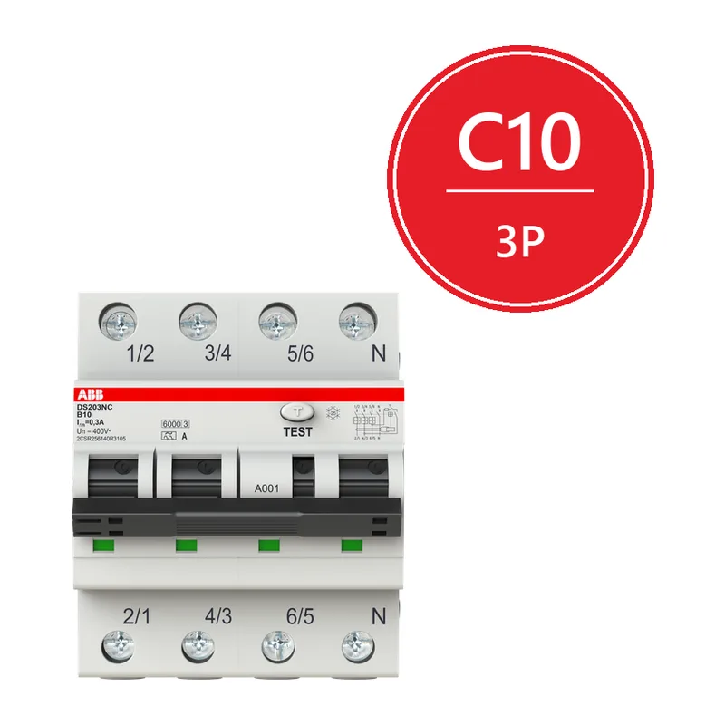 ABB DS203NC C10 Диффавтомат 3P 10А 30mA 6kA (C) тип AC