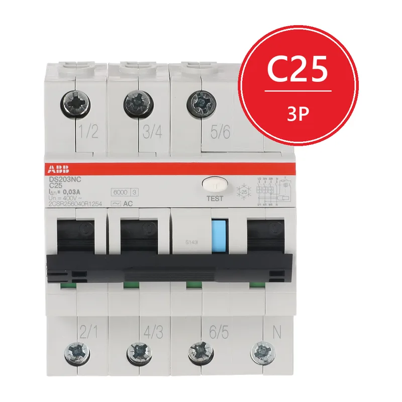 ABB DS203NC C25 Диффавтомат 3P 25А 30mA 6kA (C) тип AC