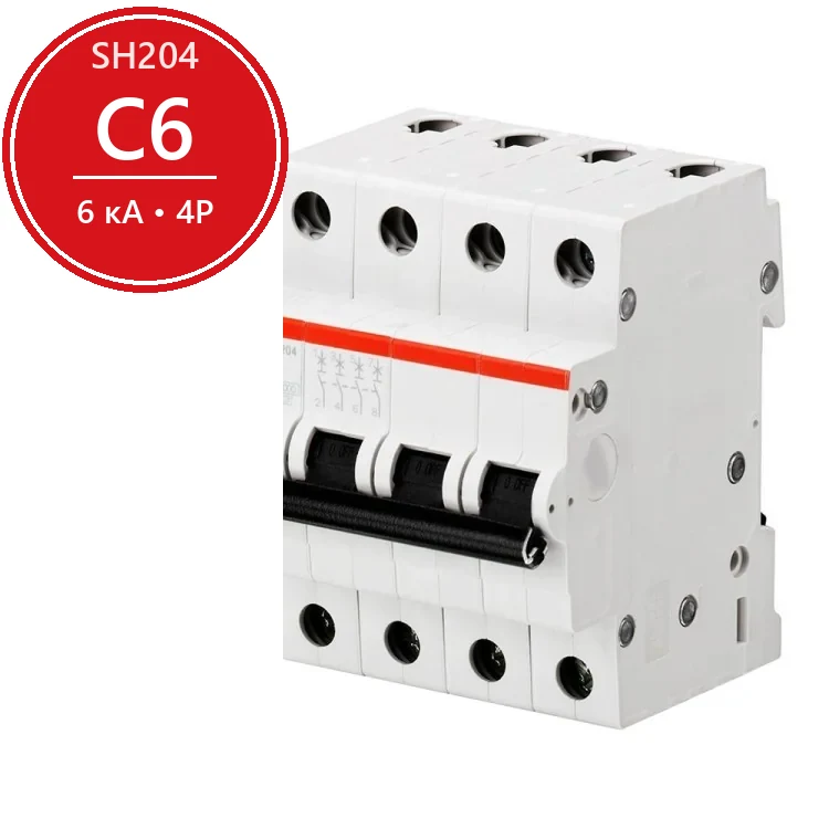 Автоматический выключатель ABB SH204 C6 6A (C) 6 kA CDS214001R0064