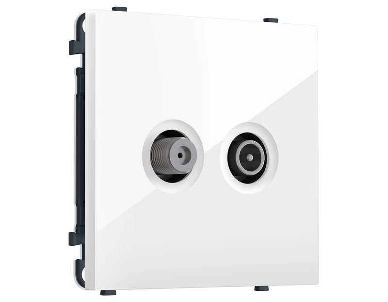 Комплект механизма розетки TV оконечной + SAT SIGMA Белый глянец 5-862MHz 3.5dB/950-2150MHz 3.8dB QUANT PRO (SP1133, PR217)
