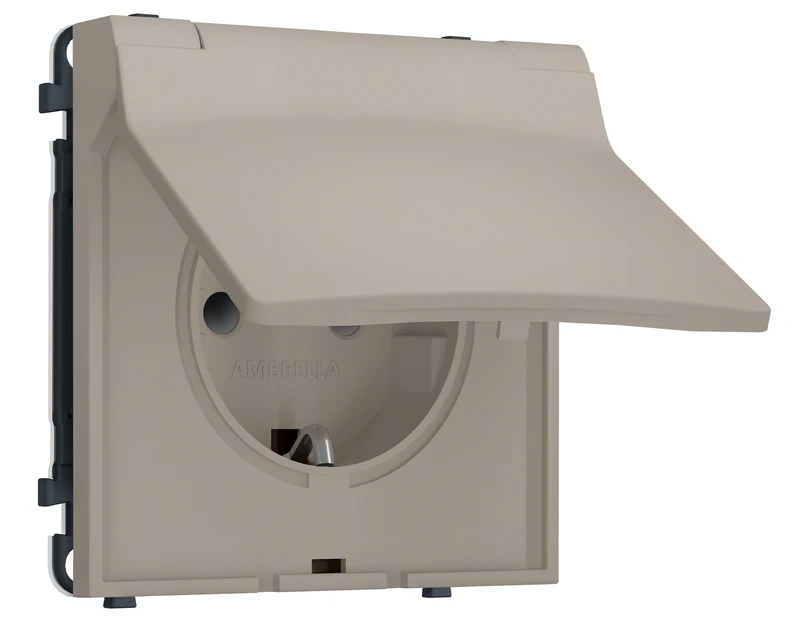 Комплект механизма электрической розетки SIGMA Серо-бежевый матовый 50Hz 2P+E с/з с/ш и крышкой IP44 16A-250V QUANT PRO (SP3680, PR141)