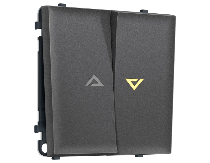 Комплект механизма 2-кл выключателя с самовозвратом с подсветкой 3200K SIGMA Антрацит серый QUANT PRO (SP6544, PR129, G11Y)