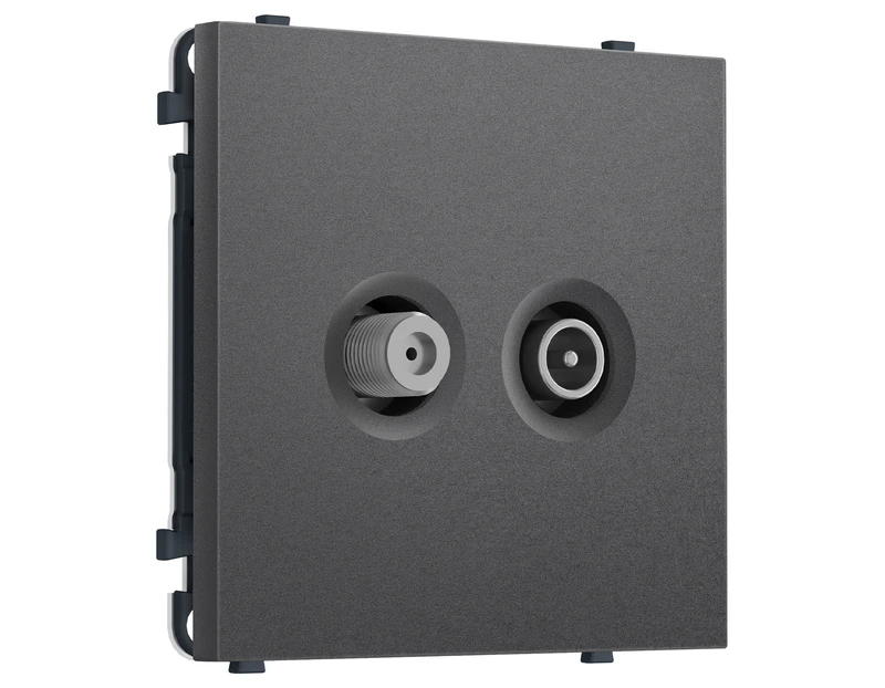 Комплект механизма розетки TV оконечной + SAT SIGMA Антрацит серый 5-862MHz 3.5dB/950-2150MHz 3.8dB QUANT PRO (SP6633, PR217)