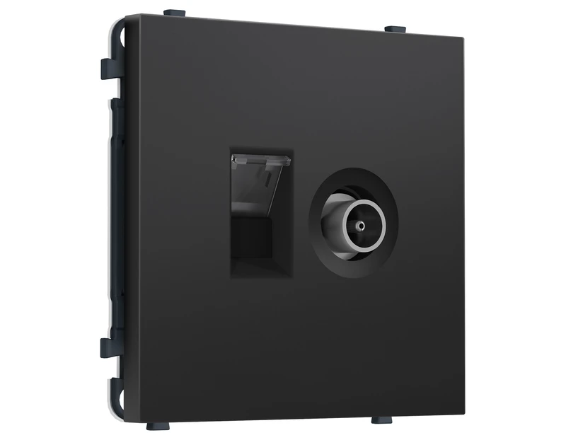 Комплект механизма розетки компьютерной + TV оконечной SIGMA Черный матовый RJ-45 (8P8C) CAT6/50-870MHz 1dB с/ш QUANT PRO (SP8125, PR195)