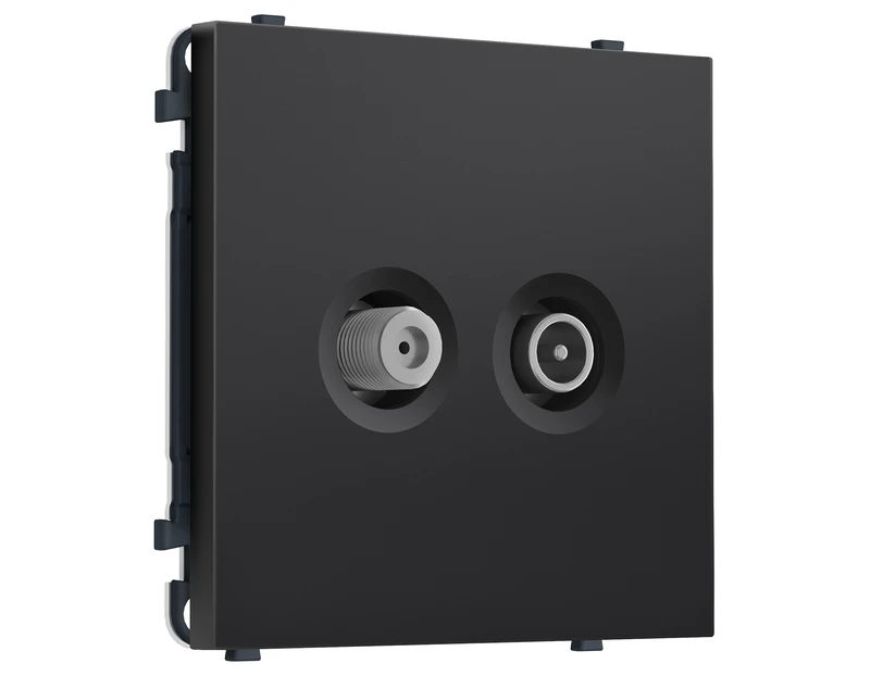 Комплект механизма розетки TV оконечной + SAT SIGMA Черный матовый 5-862MHz 3.5dB/950-2150MHz 3.8dB QUANT PRO (SP8133, PR217)