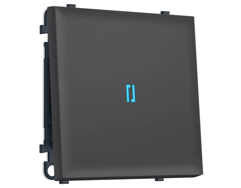 Комплект механизма 1-кл проходного выключателя с подсветкой 10000K SIGMA Графит Мягкое касание 10A-250V QUANT PRO (SP9020, PR105, G29B)