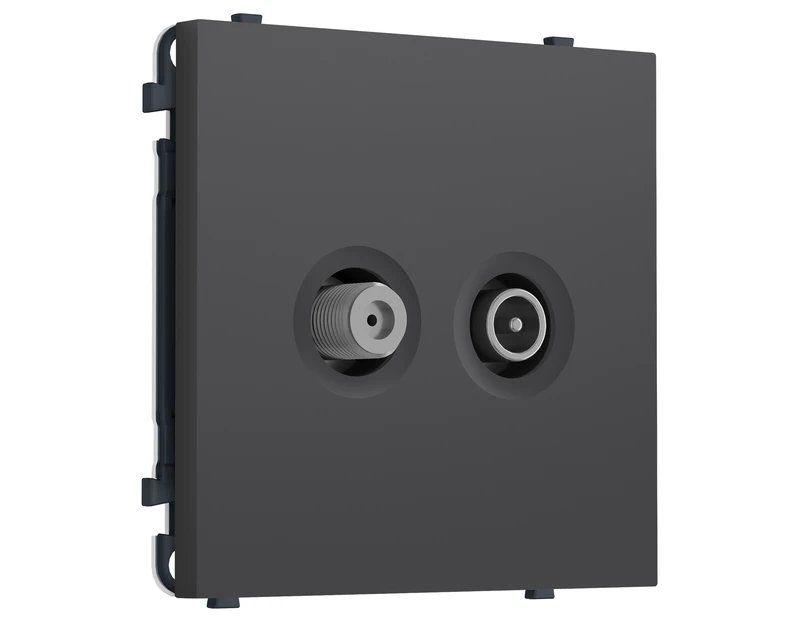 Комплект механизма розетки TV оконечной + SAT SIGMA Графит Мягкое касание 5-862MHz 3.5dB/950-2150MHz 3.8dB QUANT PRO (SP9133, PR217)