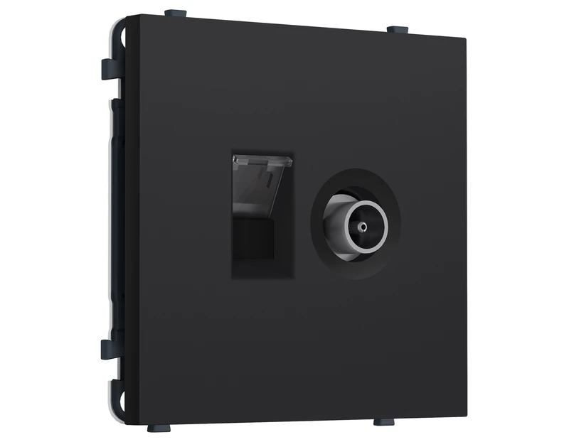 Комплект механизма розетки компьютерной + TV оконечной SIGMA Черный Мягкое касание RJ-45 CAT6/50-870MHz 1dB с/ш QUANT PRO (SP9925, PR195)