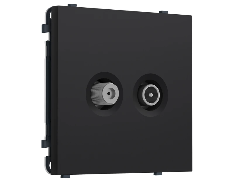 Комплект механизма розетки TV оконечной + SAT SIGMA Черный Мягкое касание 5-862MHz 3.5dB/950-2150MHz 3.8dB QUANT PRO (SP9933, PR217)