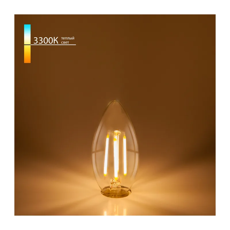 Филаментная светодиодная лампа "Свеча" C35 9W 3300K E14 (CW35 прозрачный) BLE1409 Elektrostandard