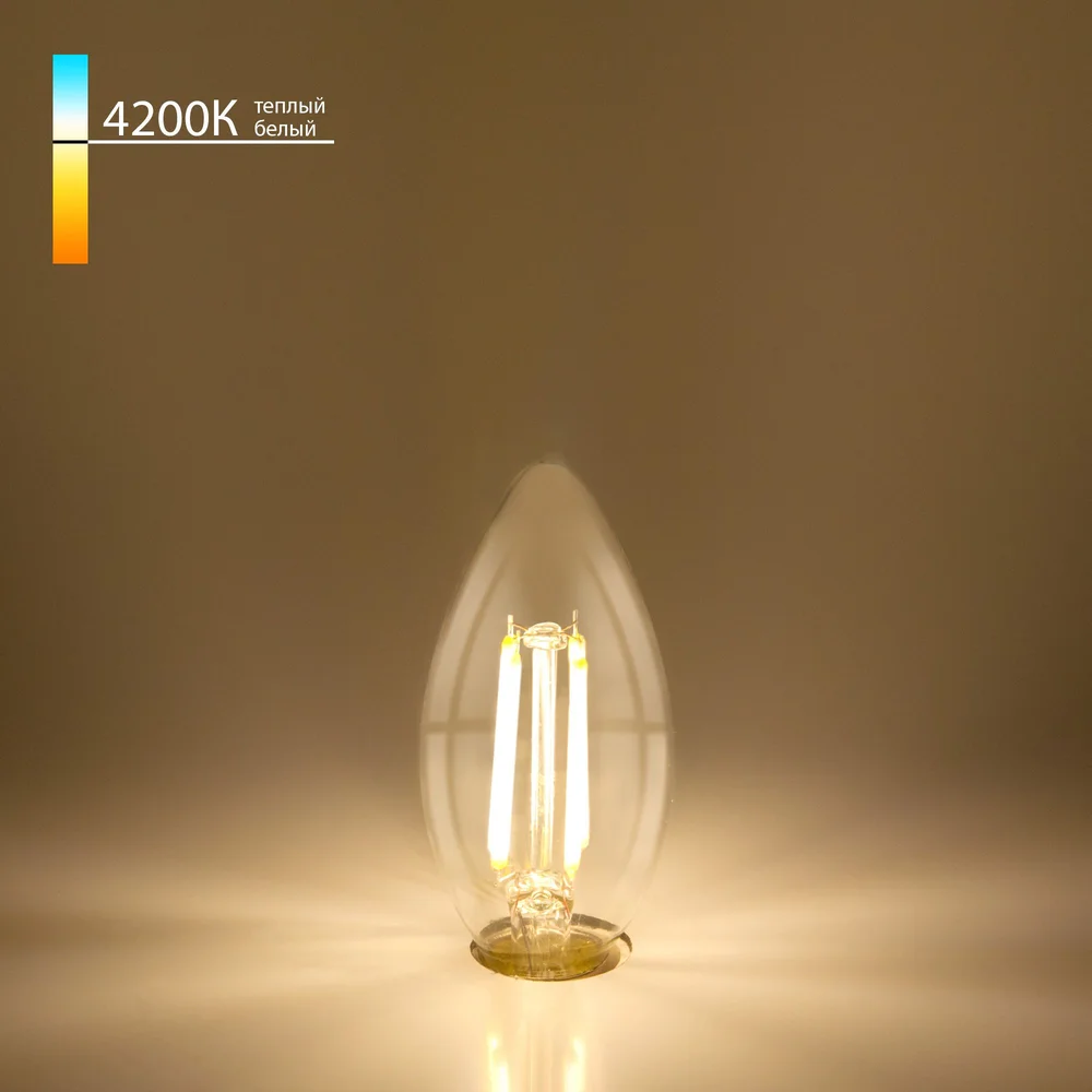 Филаментная светодиодная лампа "Свеча" C35 9W 4200K E14 (CW35 прозрачный) BLE1426 Elektrostandard