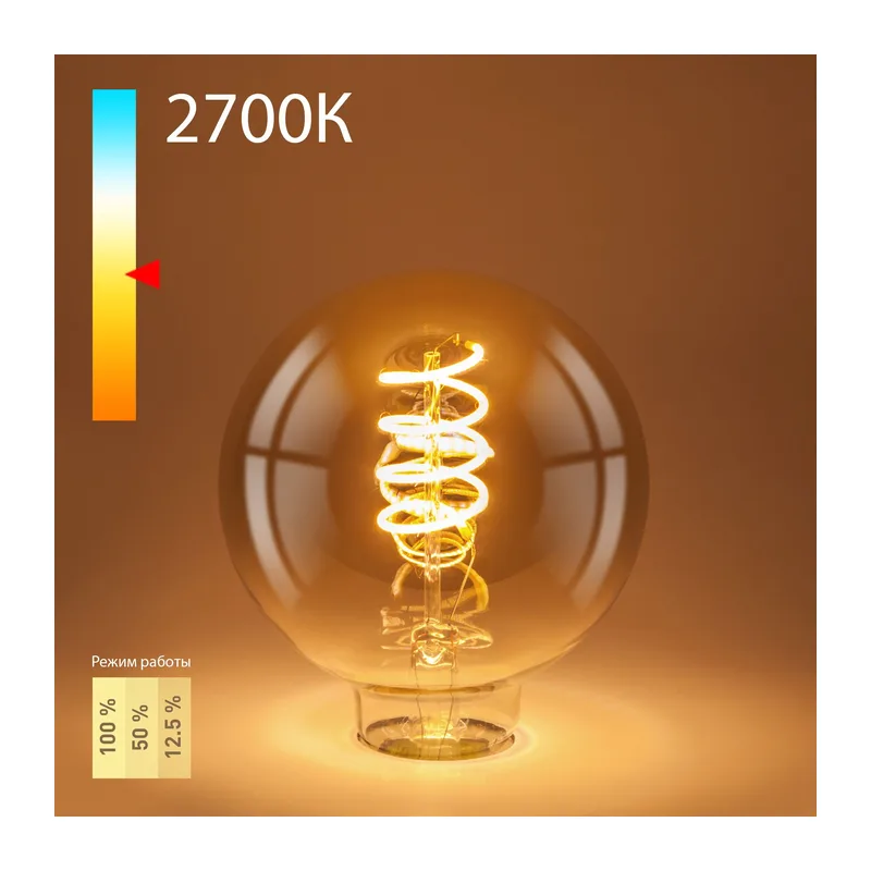 Филаментная светодиодная лампа Dimmable G95 5W 2700K E27 тонированная BLE2747 Elektrostandard