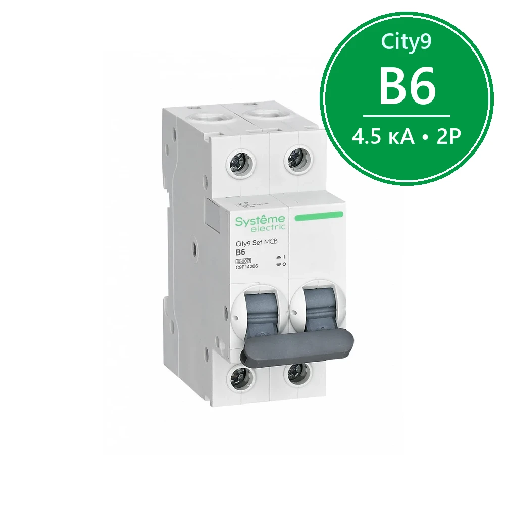 City9 Set Автоматический выключатель (АВ) B 6А 2P 4.5kA 230В
