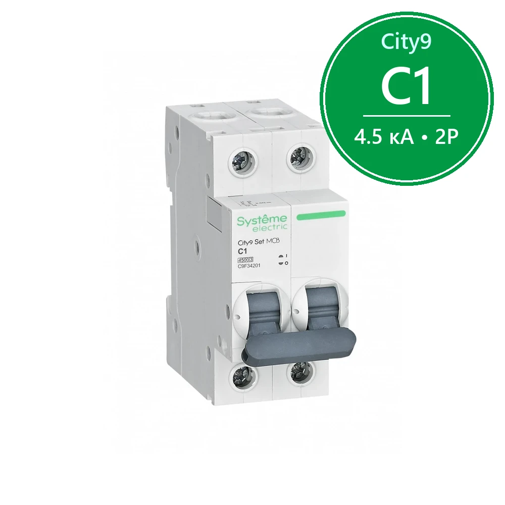 City9 Set Автоматический выключатель C 1A 2P 4,5kA