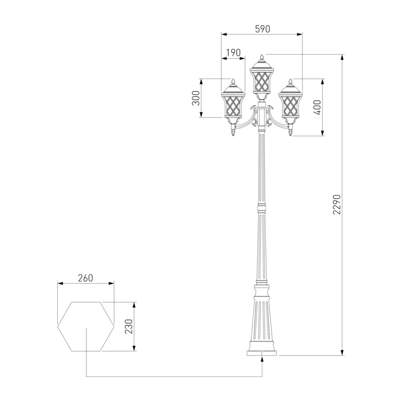 Уличный светильник на столбе Cassiopeya F/3 черное золото IP44 Cassiopeya F/3 черное золото Elektrostandard 3